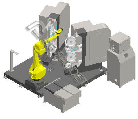 RTAF-AG0204L- DUAL-STATION- Robot Grinding Machine Robot Grinder para torneira de latão de grande porte