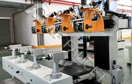 Máquina de polir mangueiras de torneiras de latão, Equipamento de polir torneiras automaticamente, Controlado pelo PROMAX, Quatro estações